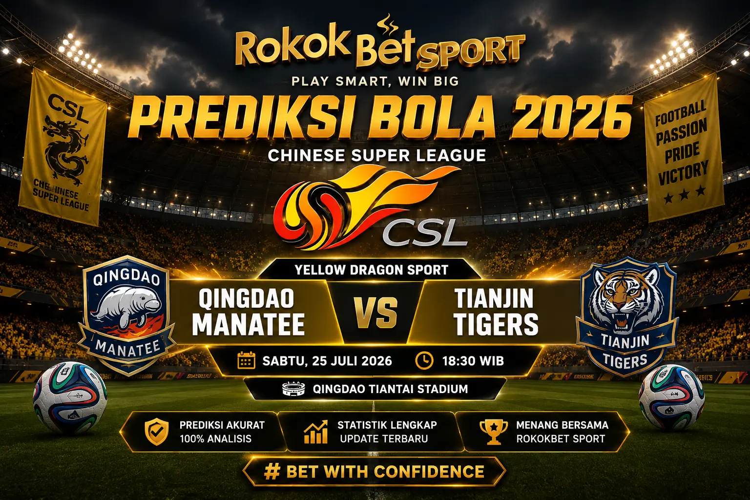 Prediksi Chinese Super League: Qingdao Manatee vs Tianjin Tigers 25 Juli 2026, Duel Krusial Hindari Zona Bawah