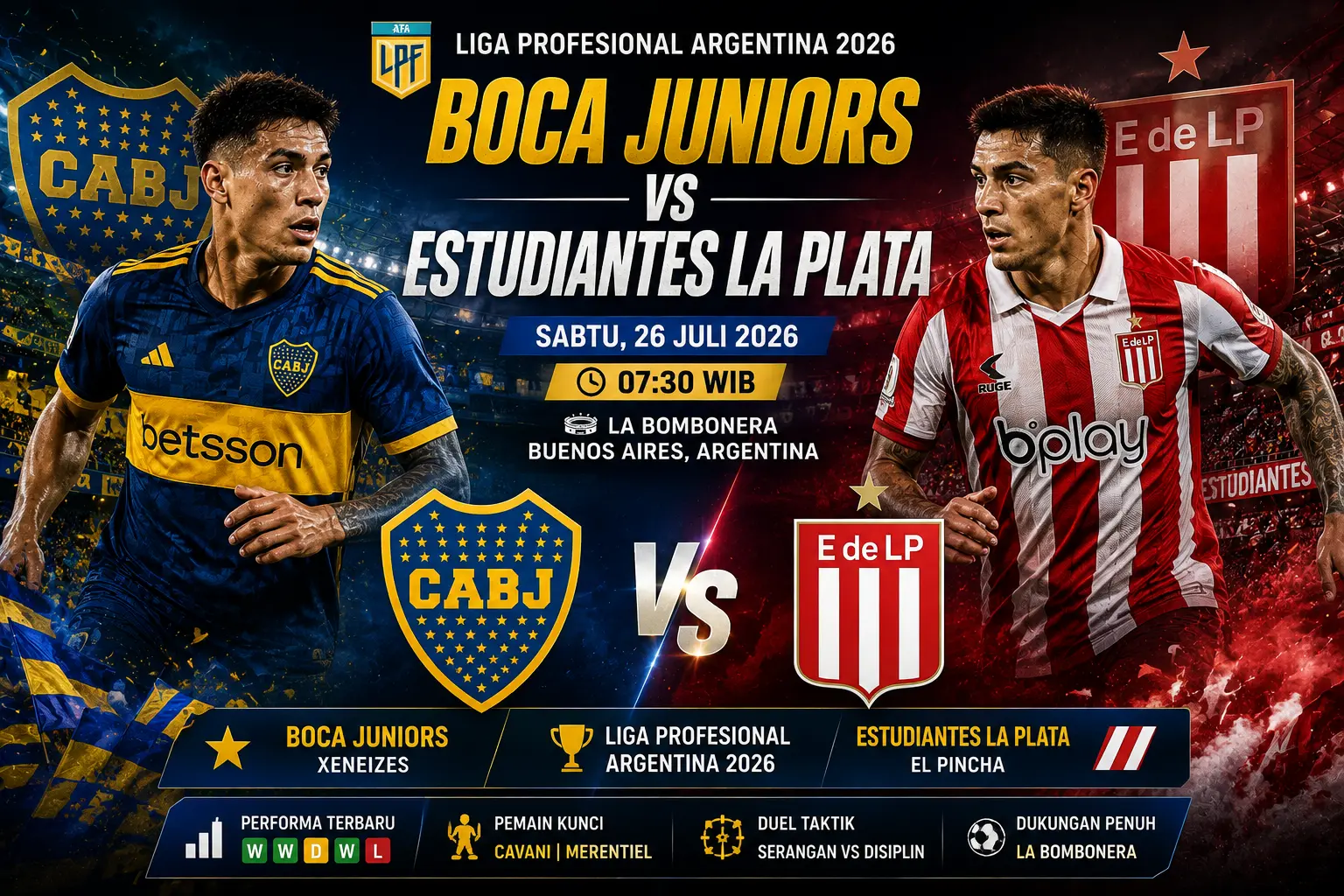 Prediksi Liga Argentina: Boca Juniors vs Estudiantes La Plata, Duel Klasik Sarat Gengsi Perebutan Tiga Poin